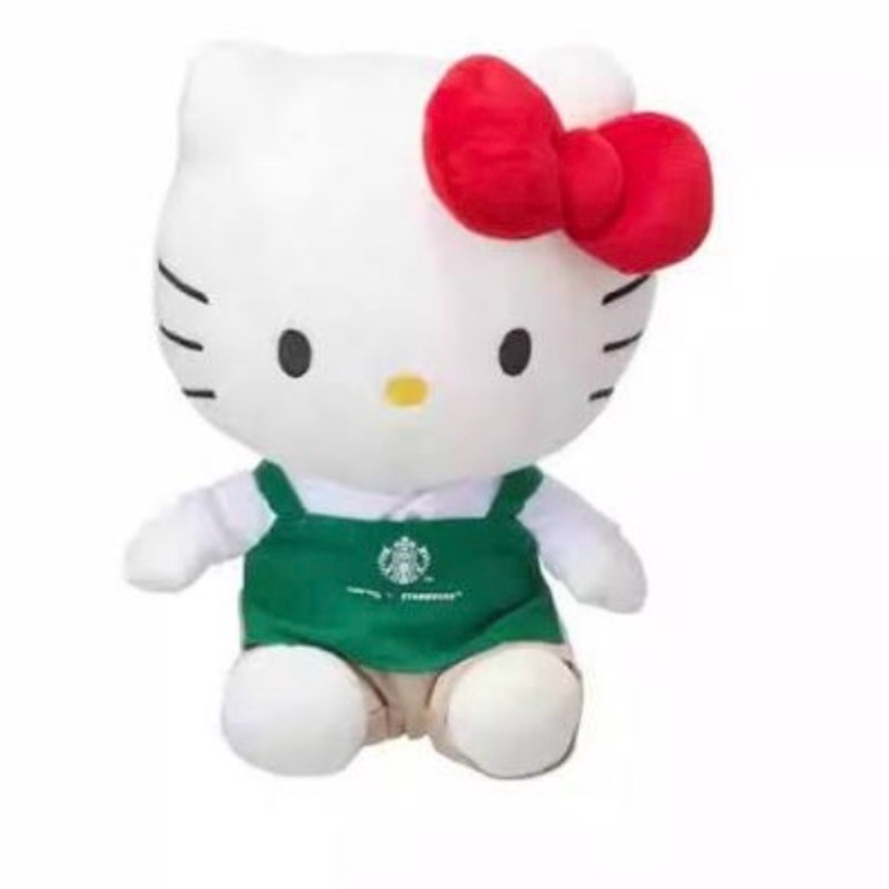 Hello Kitty Plush Toy with Red Bow and Green Outfit